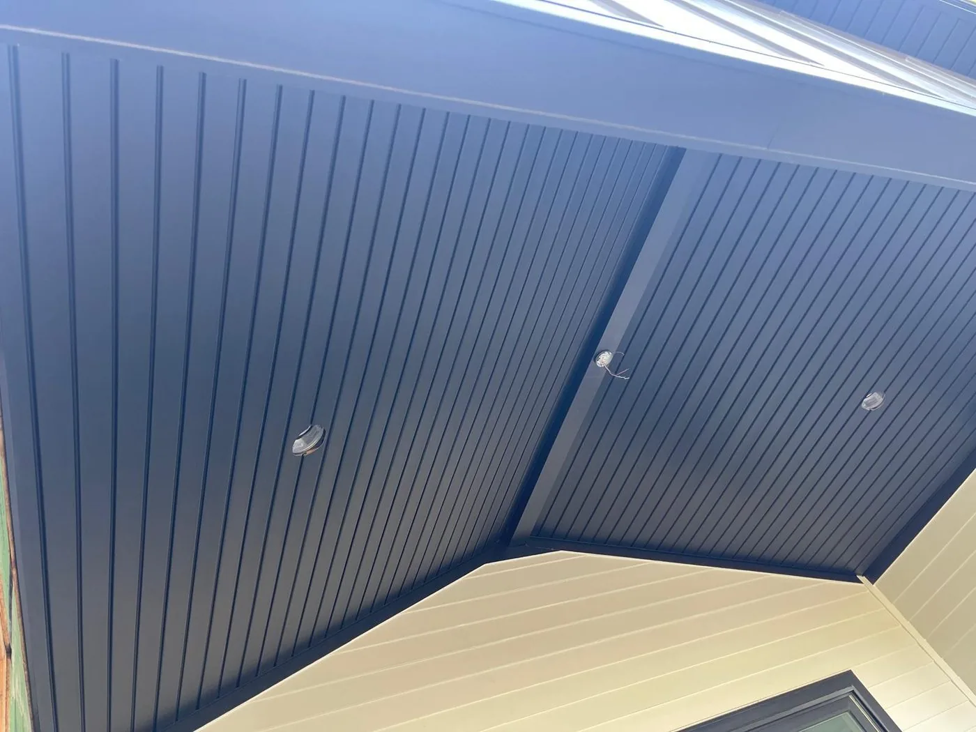 Blue beadboard porch ceiling