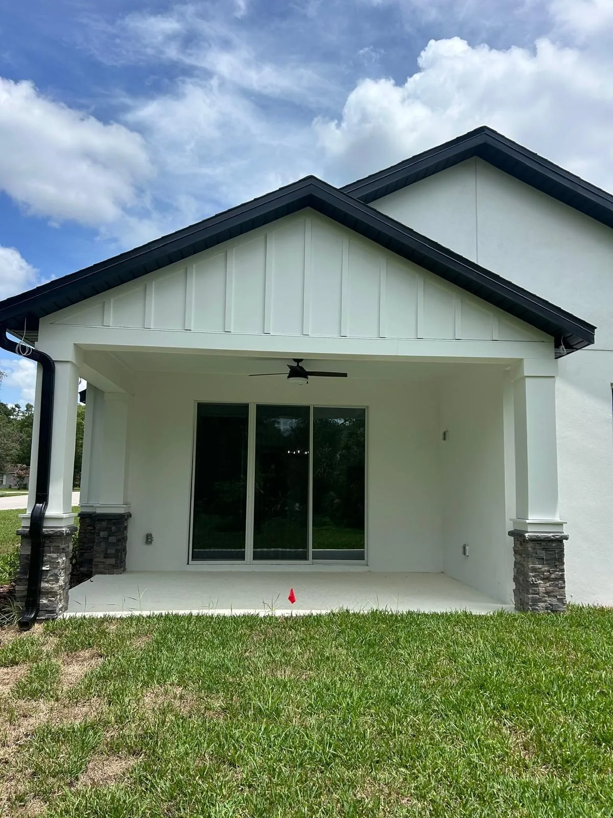 Modern porch with new siding
