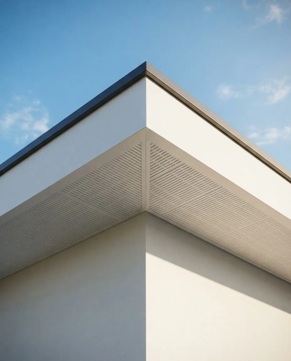 Ventilated soffit and fascia detail on a modern roofline